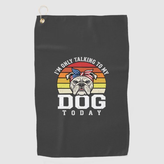 レトロなブルドッグ犬愛好家の面白い名言 ゴルフタオル (正面)