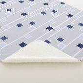 レトロなブルーのストライプとスクエア シェルパブランケット (3/4)