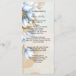 レトロなブルーの花の式典プログラム プログラム