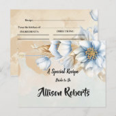 レトロなブルーの花模様 ブライダルシャワーのレシピ ポストカード (正面/裏面)