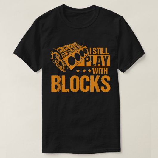 レトロなブロックで今も遊ぶ Tシャツ (デザイン正面)