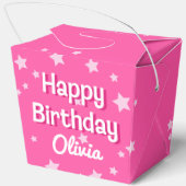レトロなプリティピンクの星 ハッピーバースデー フェイバーボックス (裏面)