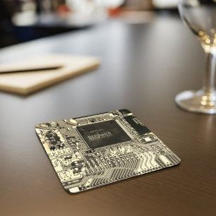レトロなプリント基板 • オタク電子機器PCB スクエアペーパーコースター