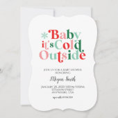レトロなベビーシャワー "Baby It's Cold Outside" 招待状 (正面)