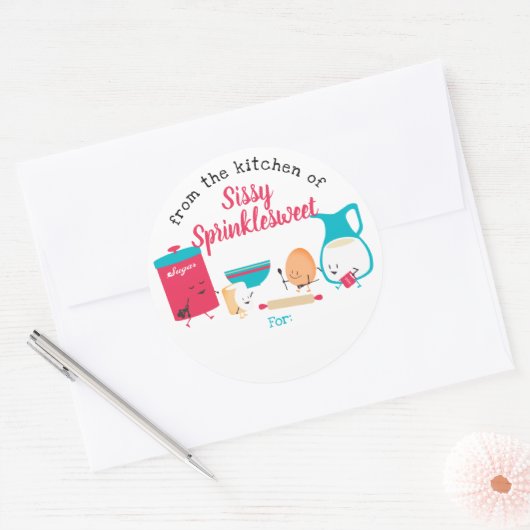 レトロなベーキングのパーソナライズされた素材を ラウンドシール (封筒)