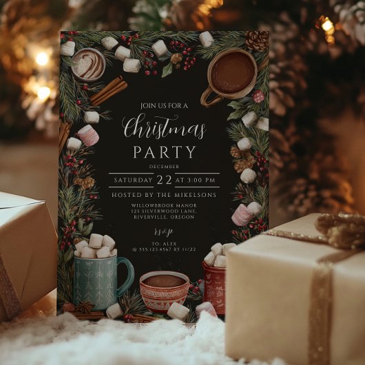 レトロなホットチョコレート クリスマス 招待状