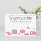 レトロなホットピンクの家電 招待状 (スタンド正面)