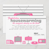 レトロなホットピンクの家電 招待状 (正面/裏面)