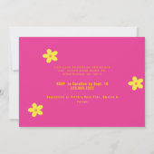 レトロなホットピンクの花のベイビーシャワー 招待状 (裏面)