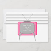 レトロなホットピンクの電子機器 招待状 (裏面)
