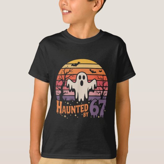 レトロなホラー・ミーム 67 シックス セブン 6 7 Tシャツ (正面)