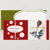 レトロなホリデーオーナメントの写真とパーティーカード シーズンカード (正面/裏面)