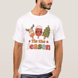 レトロなホリデーシーズンのクリスマス かわいい Tシャツ