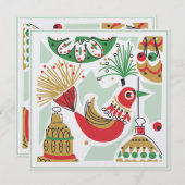 レトロなホリデーパーティーの招待状 招待状 (正面/裏面)