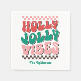 レトロなホリデーパーティーをあなたらしく「Holly Jolly Vibes」カスタムクリスマスパー スタンダードカクテルナプキン