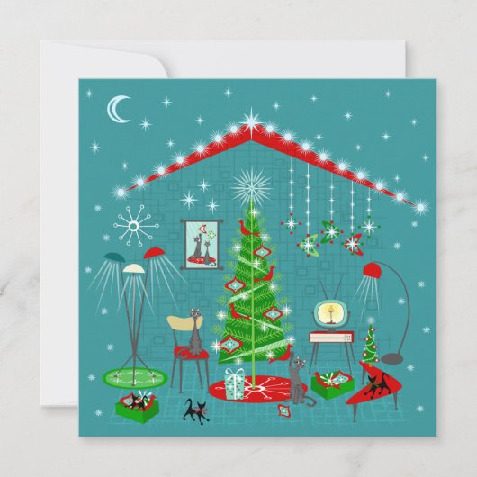 レトロなホリデー装飾 シーズンカード (正面)