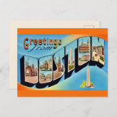 レトロなボストン グリーティング ポストカード (正面/裏面)