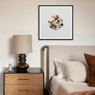 レトロなボタンのコレクション アートプリント ポスター