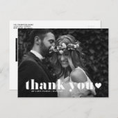 レトロなボールドタイポグラフィーハートウェディングサンクスカード ポストカード (正面/裏面)