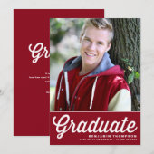 レトロなボールド タイポグラフィー写真 卒業 招待状 (正面/裏面)