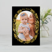 レトロなポインセチアの楕円形フレーム写真 箔シーズンカード (立ち正面)