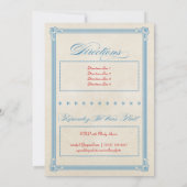 レトロなポスター 赤、白、青のウェディング, 出席のご返事ください 招待状 (裏面)