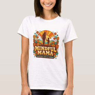 レトロなマインドフル・ママ・サンセット Tシャツ