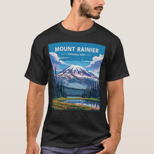 レトロなマウントレイナー国立公園 Tシャツ (正面)