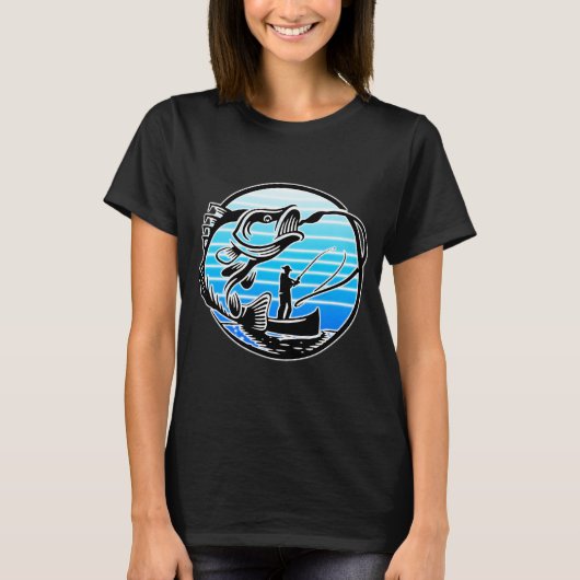 レトロなマグロ釣り Tシャツ (正面)