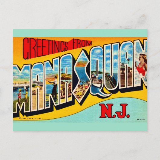 レトロなマナスカン ニュージャージー ポストカード (正面)