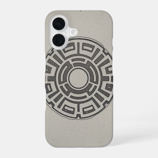レトロなマンホールの蓋 iPhone 16ケース (裏面)
