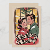 レトロなミステルートのいたずらクリスマス1950年代ヴィンテージ シーズンカード (正面/裏面)