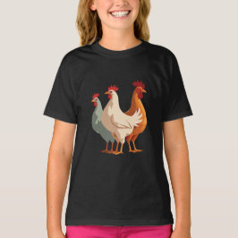 レトロなミッドセンチュリー・スタイルの3羽のフランスの雌鳥のカットアウト 6 Tシャツ