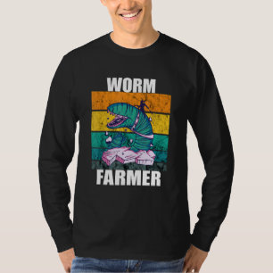 レトロなミミズ農家のバトル大好きな虫ファッション Tシャツ