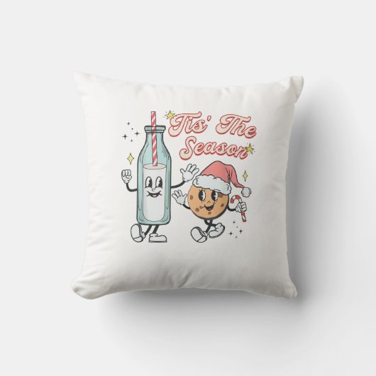 レトロなミルクとクッキーのクリスマス クッション (正面)