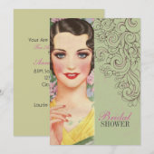 レトロなミントグリーンのグレートギャツビー風ブライズシャワー 招待状 (正面/裏面)