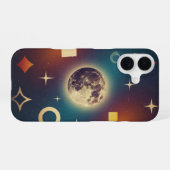 レトロなムーン デザイン iPhone 16ケース (裏面横)
