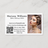 レトロなメイクアップアーティストqrコードフォトシンプルー 名刺 (正面)