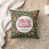 レトロなメリークリスマスパーソナライズ クッション (ブランケット)