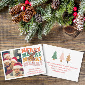 レトロなメリークリスマス家族の写真休暇スタイリッシュ ノートカード