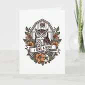 レトロなメンフクロウの'I give a hoot'デザイン カード (正面)