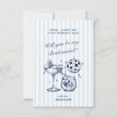レトロなモダン ヴィンテージ グレー ブライズメイド プロポーズ カード (正面)