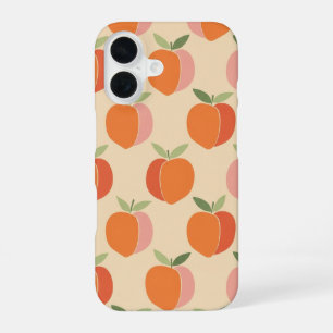 レトロなモチーフの桃模様にざらざらとしたテクスチャー iPhone 16ケース
