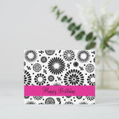 レトロなモノクロの花のポストカード ポストカード (スタンド正面)