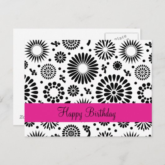 レトロなモノクロの花のポストカード ポストカード (正面/裏面)