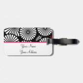 レトロなモノクロの花のラゲッジタグ ラゲッジタグ (裏面横)