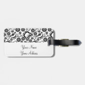 レトロなモノクロの花のラゲッジタグ ラゲッジタグ (裏面横)