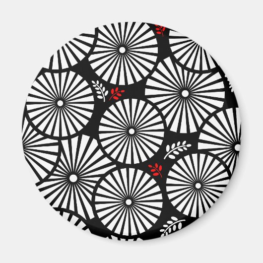 レトロなモノクロの花のiPhoneマグネット マグネット (正面)