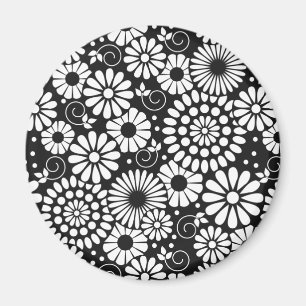 レトロなモノクロの花のiPhoneマグネット マグネット