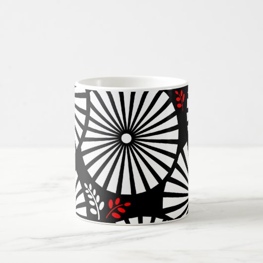 レトロなモノクロの花柄マグカップ コーヒーマグカップ (中央)